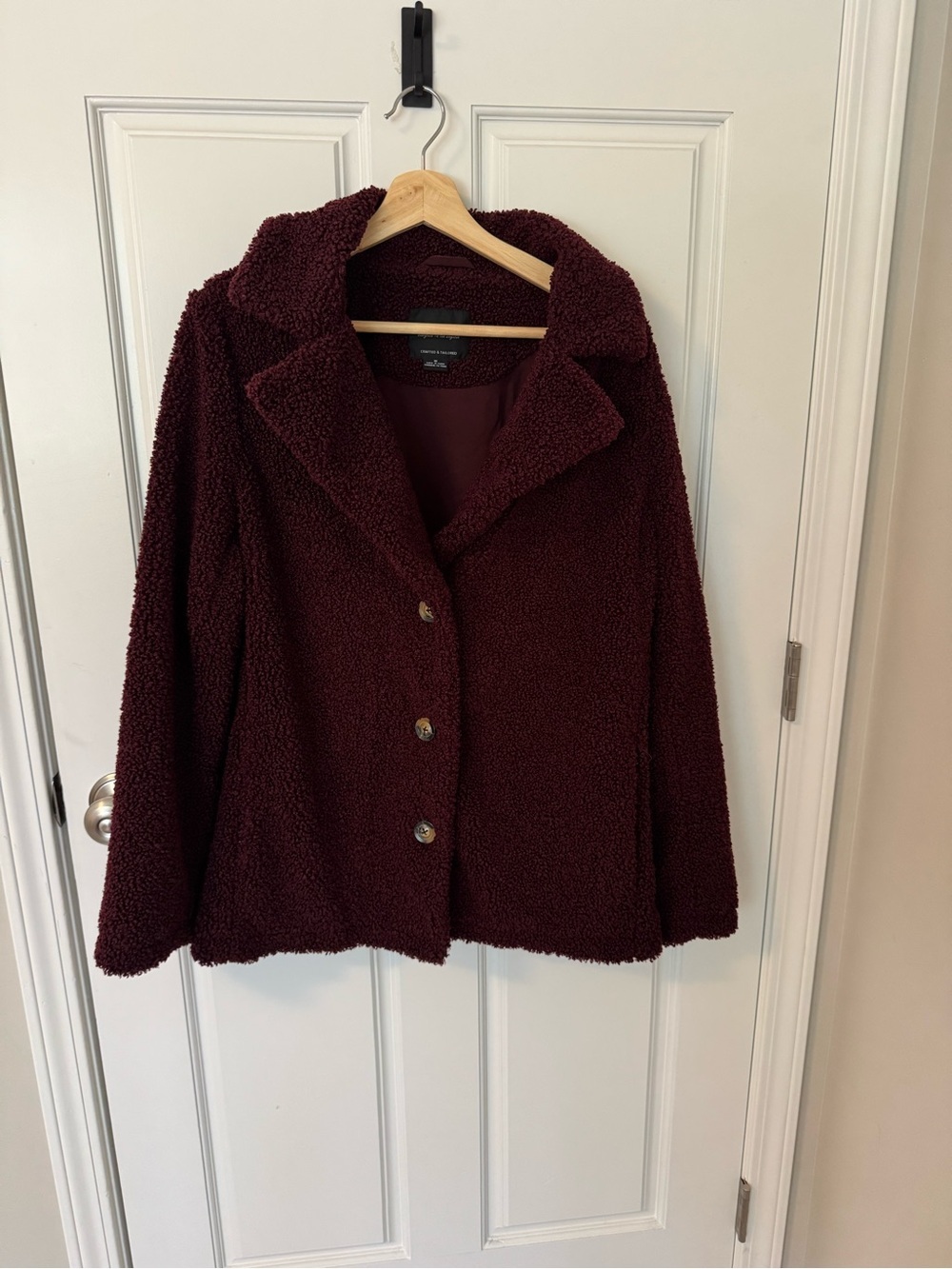 Sanctuary Burgundy Teddy Sherpa Button Jacket